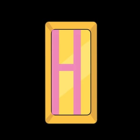 Hangul letter ㅐ drawn as a gold bar