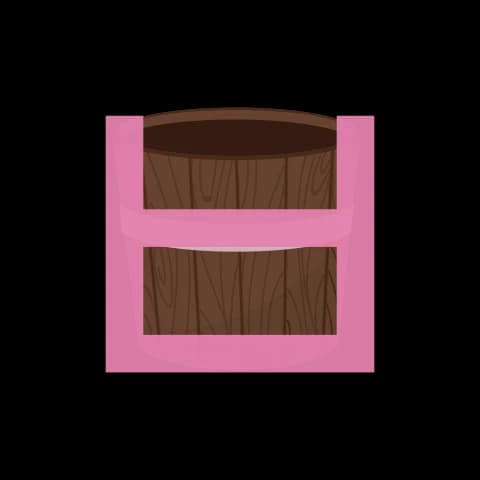 Hangul letter ㅂ drawn as a wooden bucket
