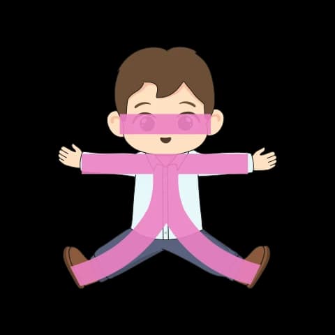 Hangul letter ㅊ drawn as a child with arms out wide