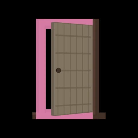 Hangul letter ㄷ drawn as an open door
