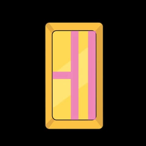 Hangul letter ㅔ drawn as a gold bar