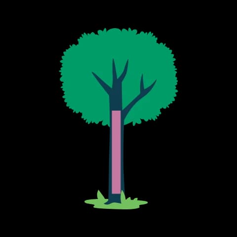 Hangul letter ㅣ drawn as a tall tree