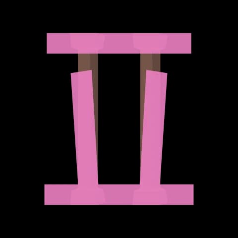 Hangul letter ㅍ drawn as two pillars