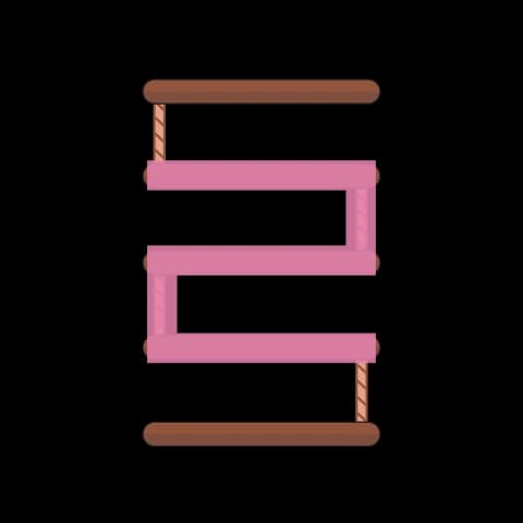 Hangul letter ㄹ drawn as a rope ladder
