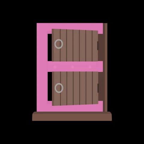Hangul letter ㅌ drawn as two doors in one frame