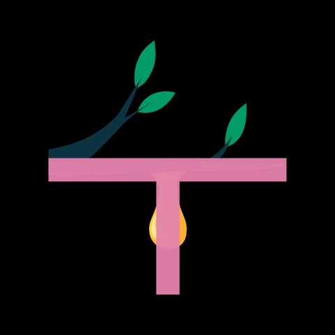 Hangul letter ㅜ drawn as a branch with sap oozing down