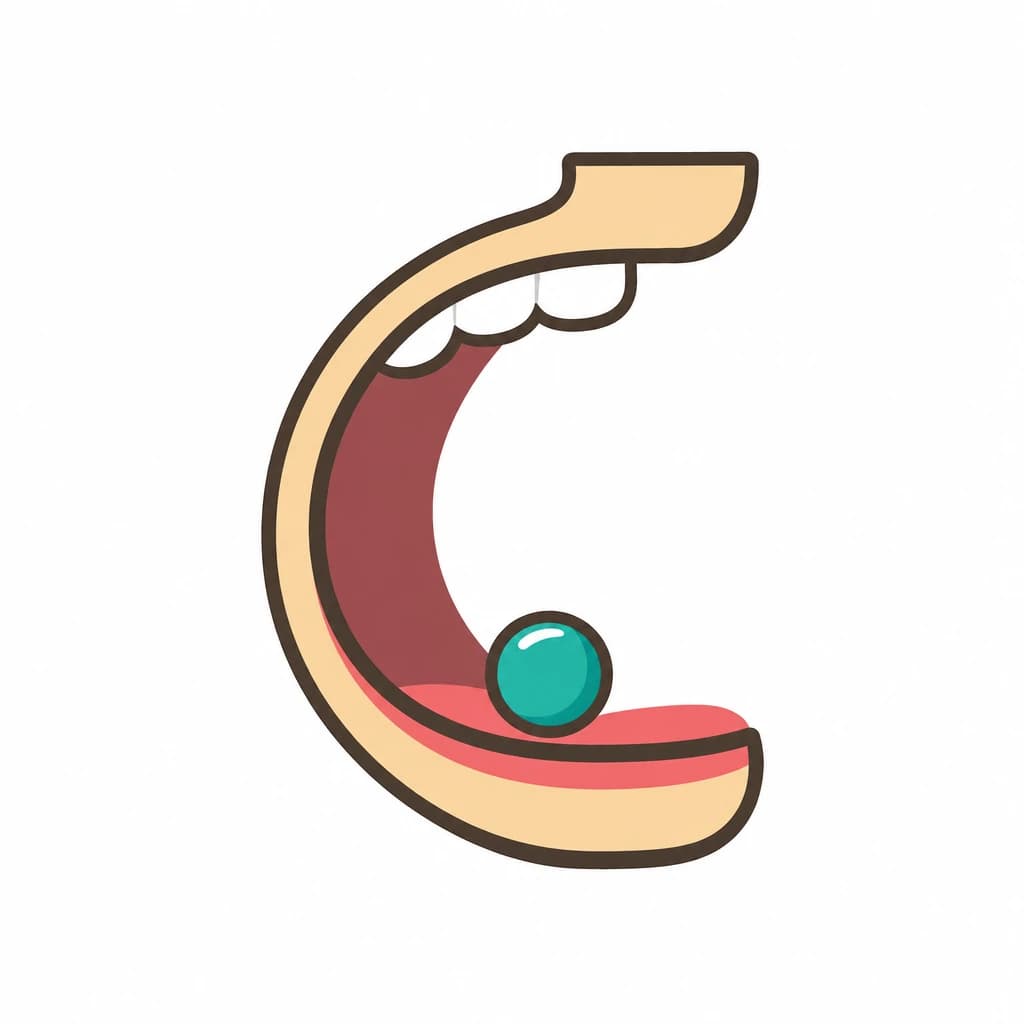 Arabic Alphabet letter ج drawn as a jaw