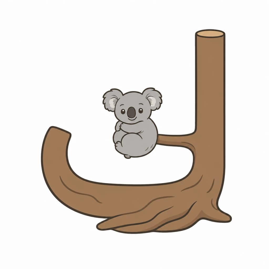 Arabic Alphabet letter ك drawn as a koala