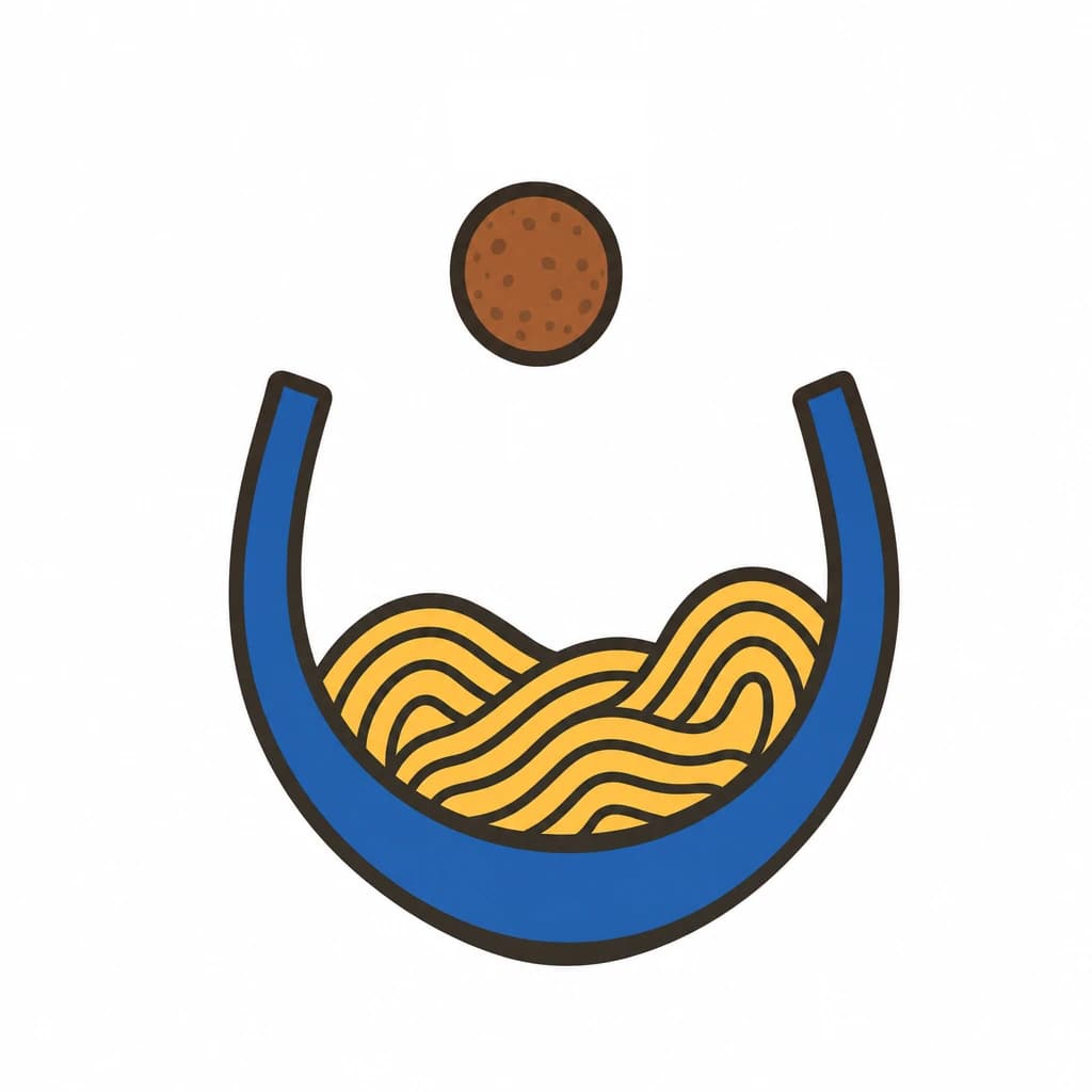 Arabic Alphabet letter ن drawn as a noodle