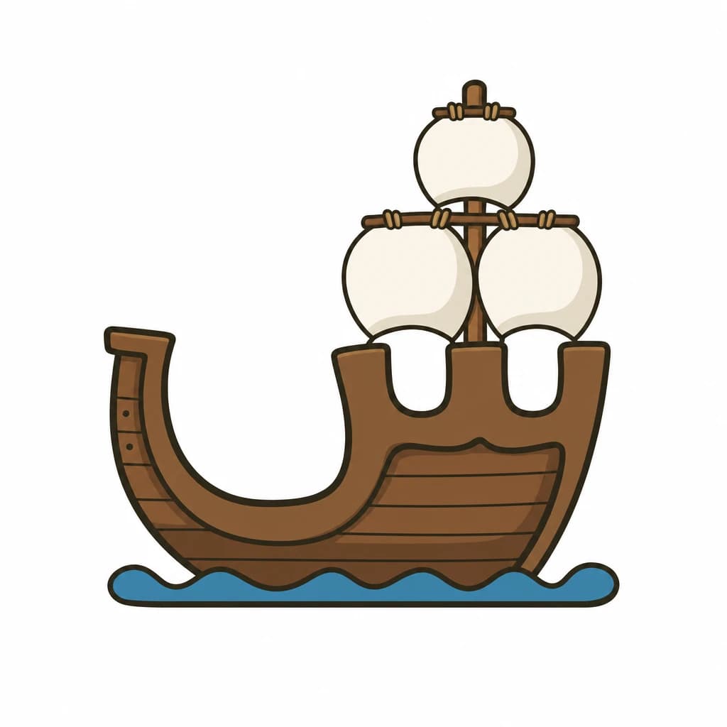 Arabic Alphabet letter ش drawn as a ship