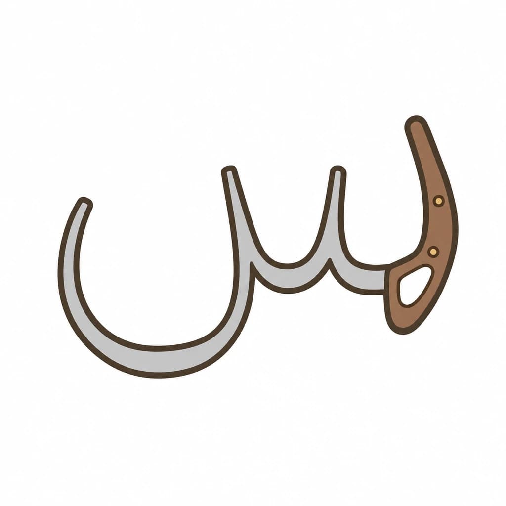 Arabic Alphabet letter س drawn as a saw