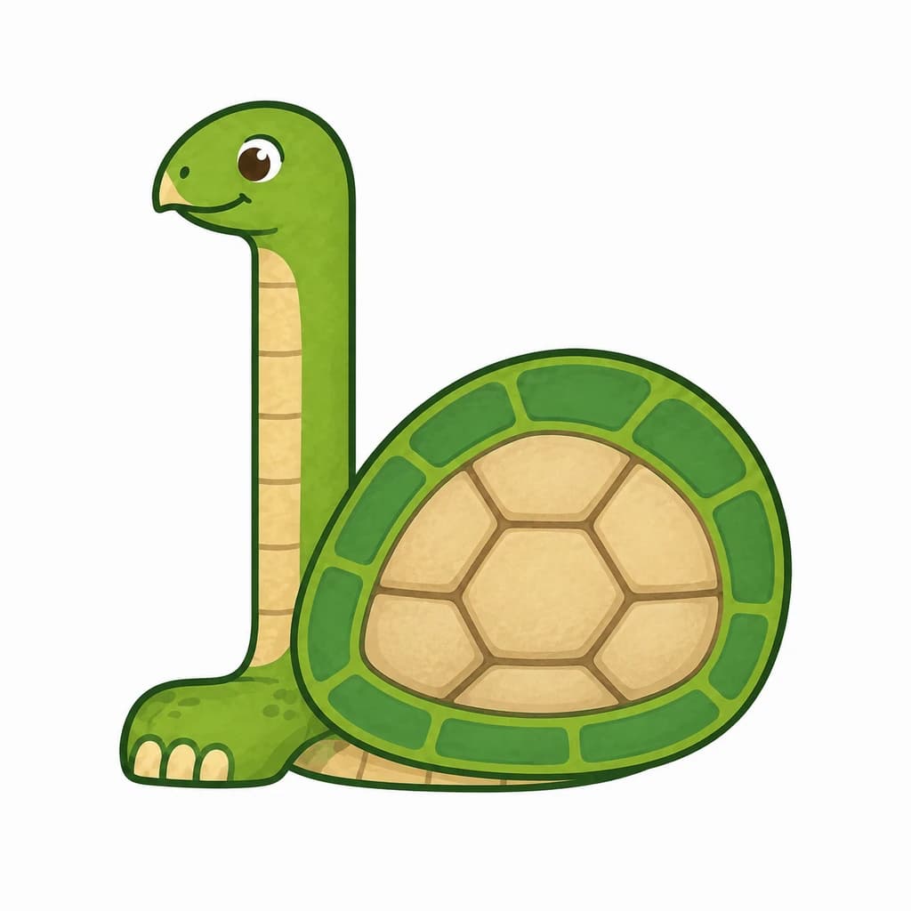 Arabic Alphabet letter ط drawn as a turtle