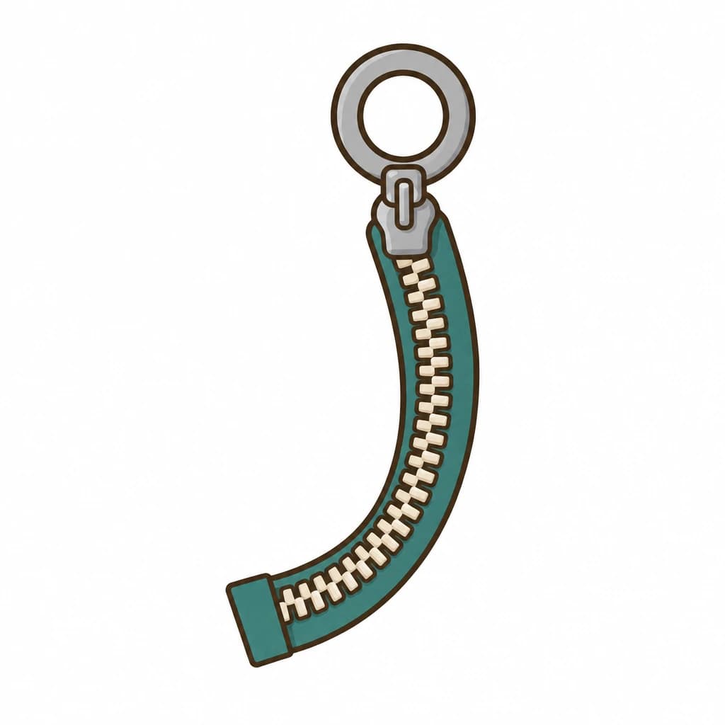 Arabic Alphabet letter ز drawn as a zipper