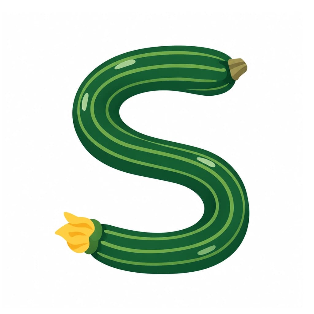 Macedonian Cyrillic letter Ѕ drawn as a zucchini