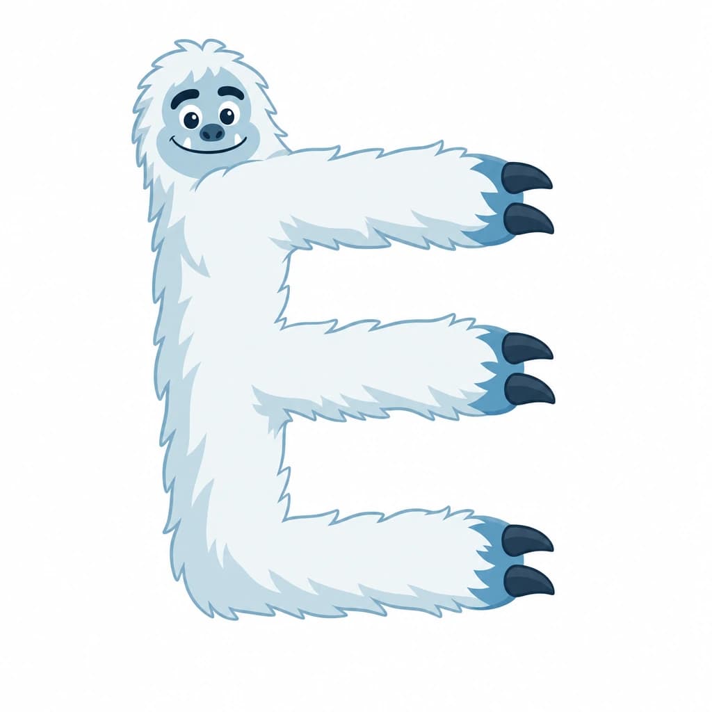 Russian Cyrillic letter Е drawn as a yeti