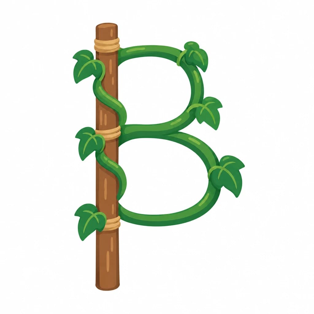 Greek Alphabet letter β drawn as a vine