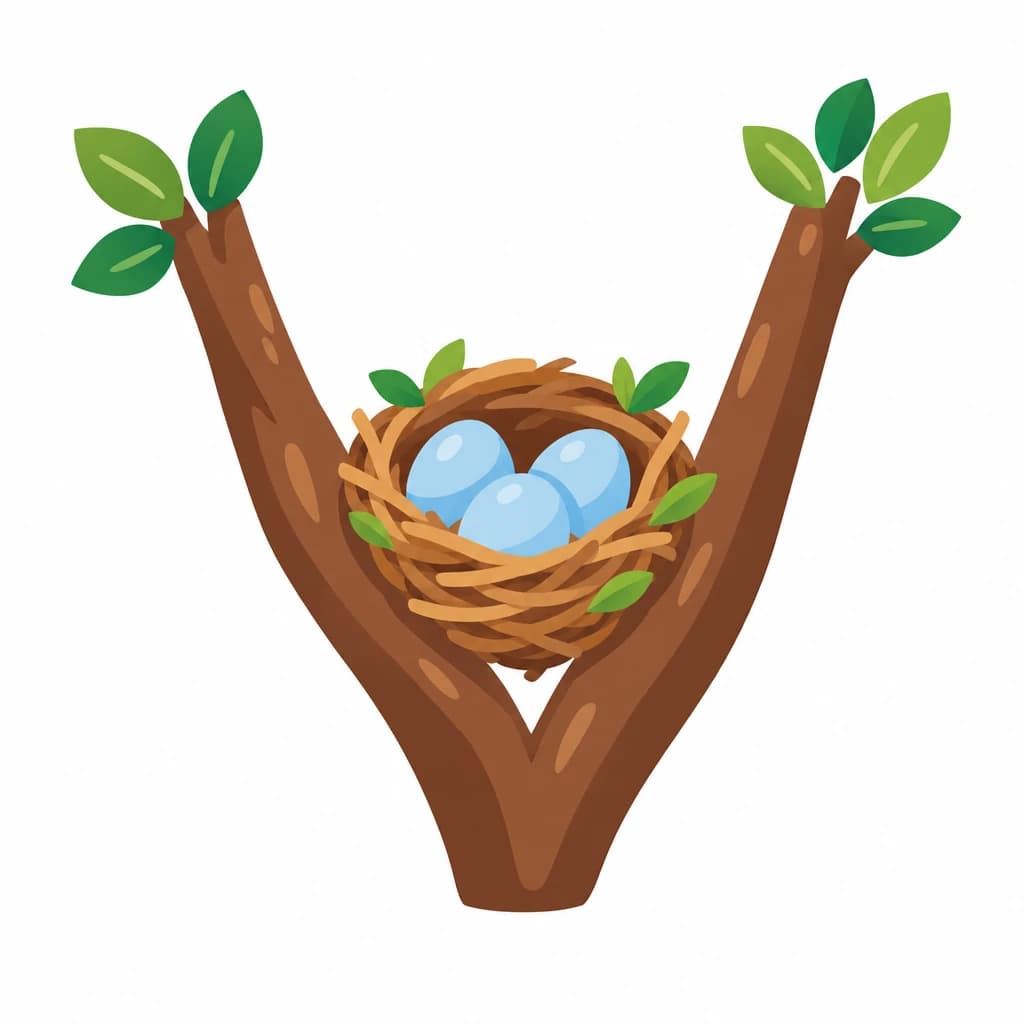 Greek Alphabet letter ν drawn as a nest