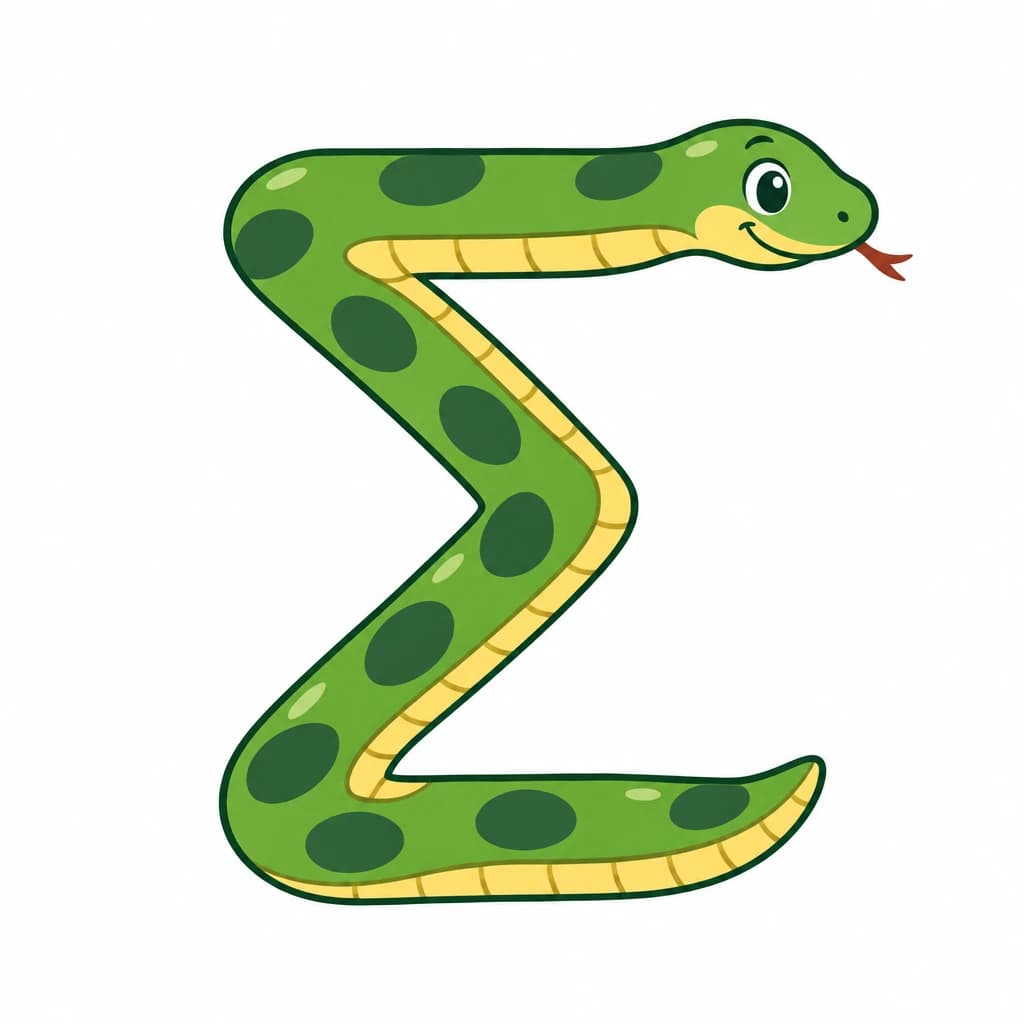 Greek Alphabet letter Σ drawn as a snake