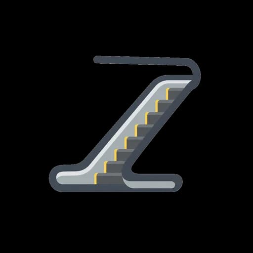 Hiragana letter え drawn as an escalator