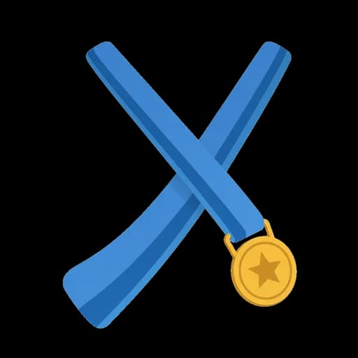 Katakana letter メ drawn as a medal
