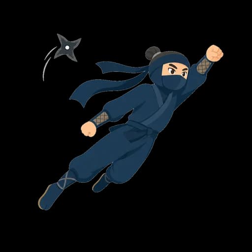 Katakana letter ン drawn as a ninja