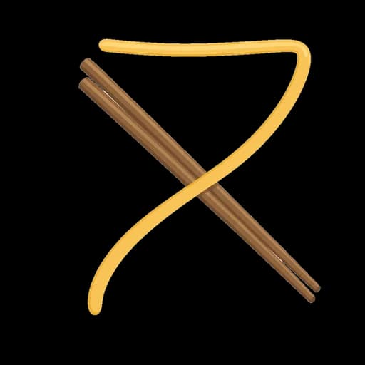 Katakana letter ヌ drawn as noodles
