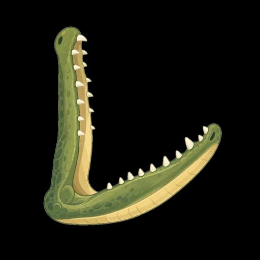 Katakana letter レ drawn as a reptile