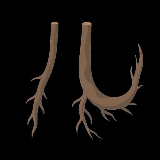 Katakana letter ル drawn as roots