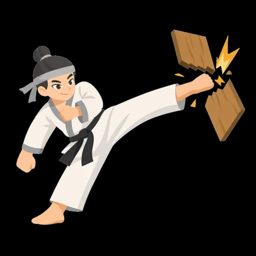 Katakana letter カ drawn as a karate