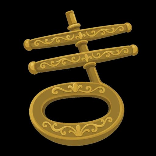 Hiragana letter き drawn as a key