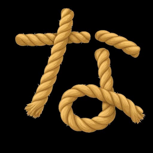 Hiragana letter な drawn as a knot