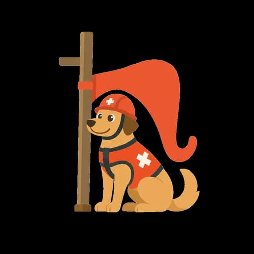 Hiragana letter れ drawn as a rescue dog