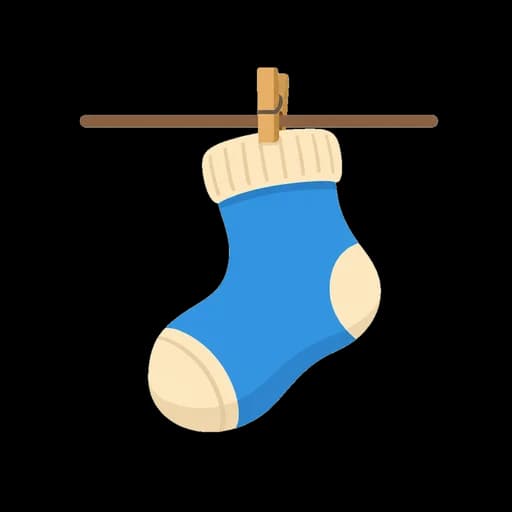 Hiragana letter さ drawn as a sock