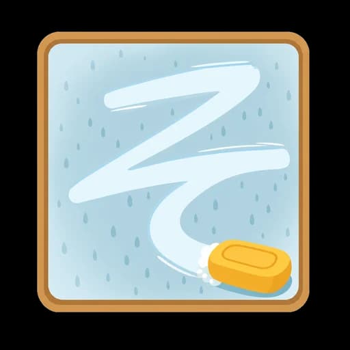 Hiragana letter そ drawn as a soap