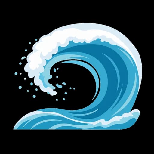 Katakana letter ツ drawn as a tsunami