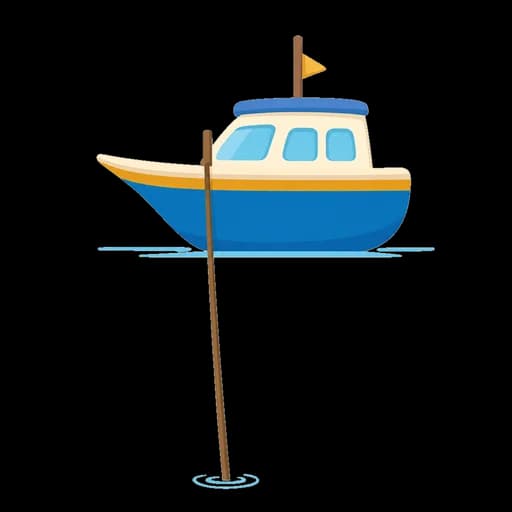 Katakana letter ヤ drawn as a yacht