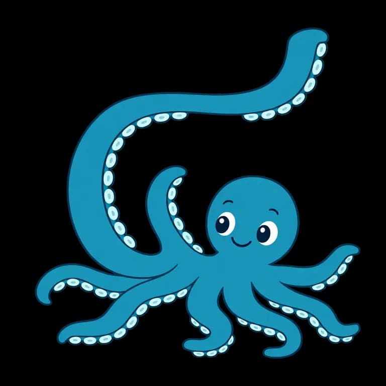 Thai Alphabet letter ๘ drawn as eight-armed octopus