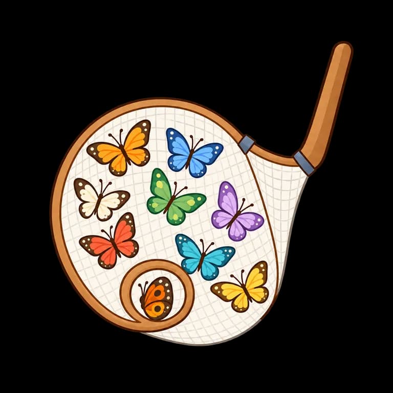 Thai Alphabet letter ๙ drawn as nine-butterfly net
