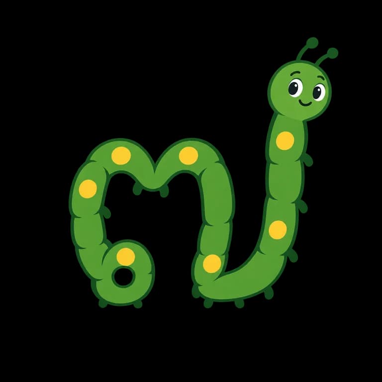 Thai Alphabet letter ๗ drawn as seven-spot caterpillar