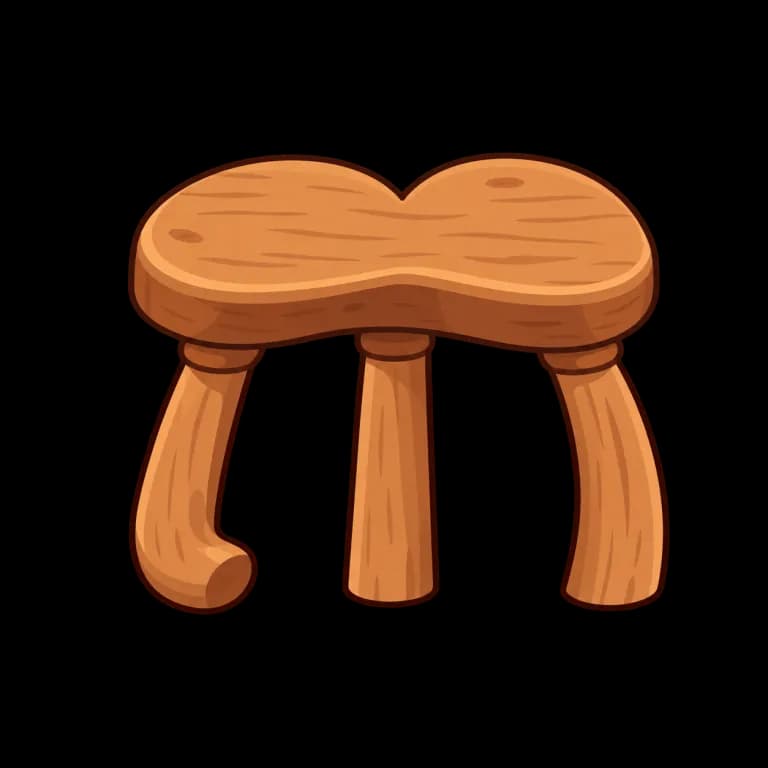 Thai Alphabet letter ๓ drawn as three-legged bench