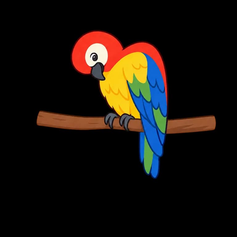 Thai Alphabet letter ฯ drawn as a short-tailed parrot