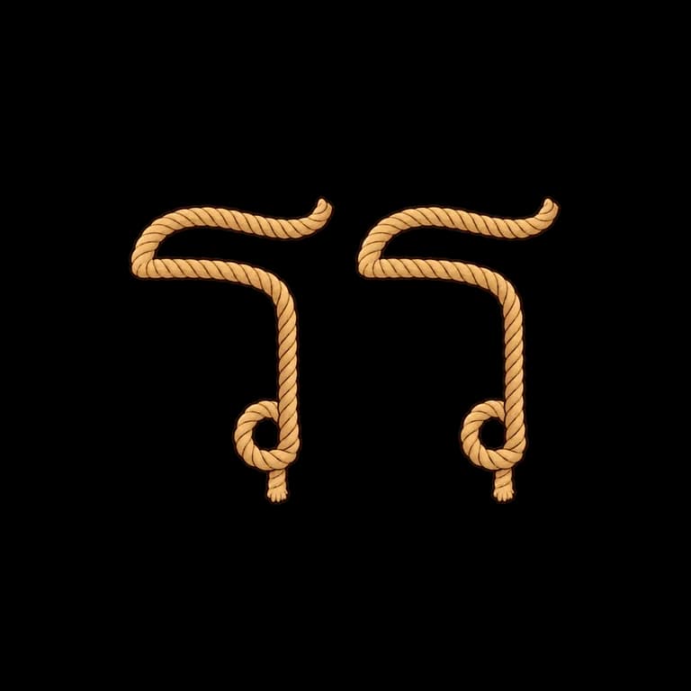 Thai Alphabet letter รร drawn as twin rope knots
