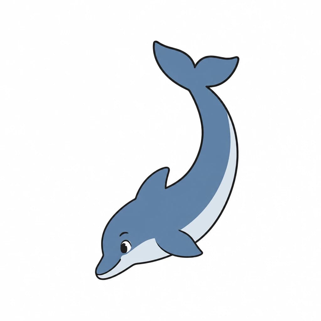 Urdu Alphabet letter د drawn as a dolphin