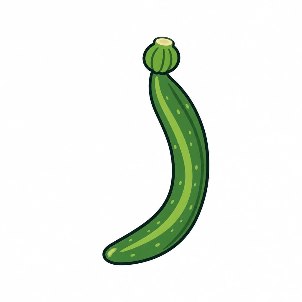 Urdu Alphabet letter ذ drawn as a zucchini
