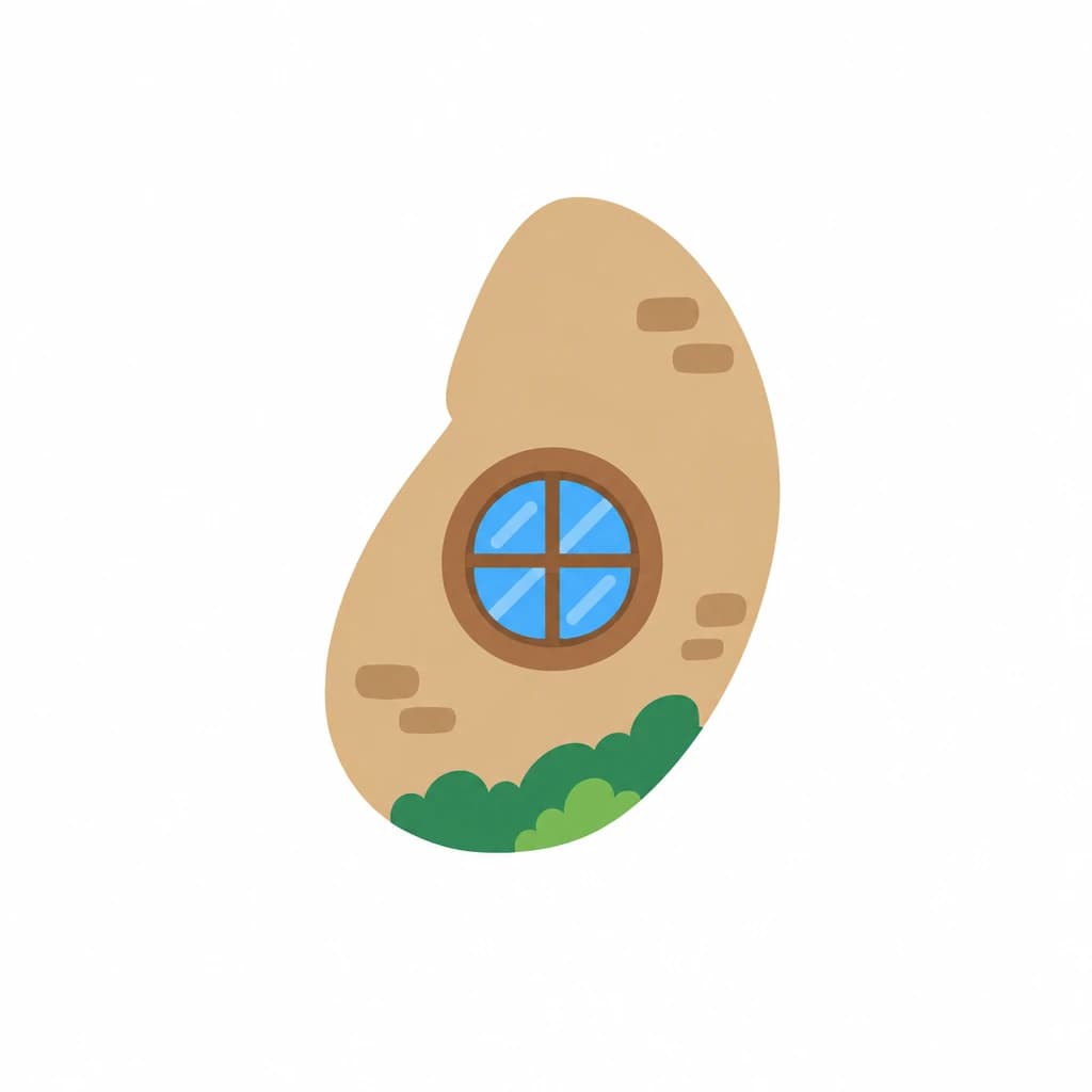 Urdu Alphabet letter ہ drawn as a hut