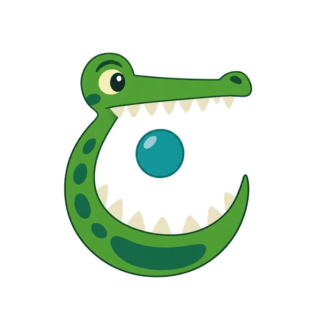Urdu Alphabet letter ج drawn as a jaw
