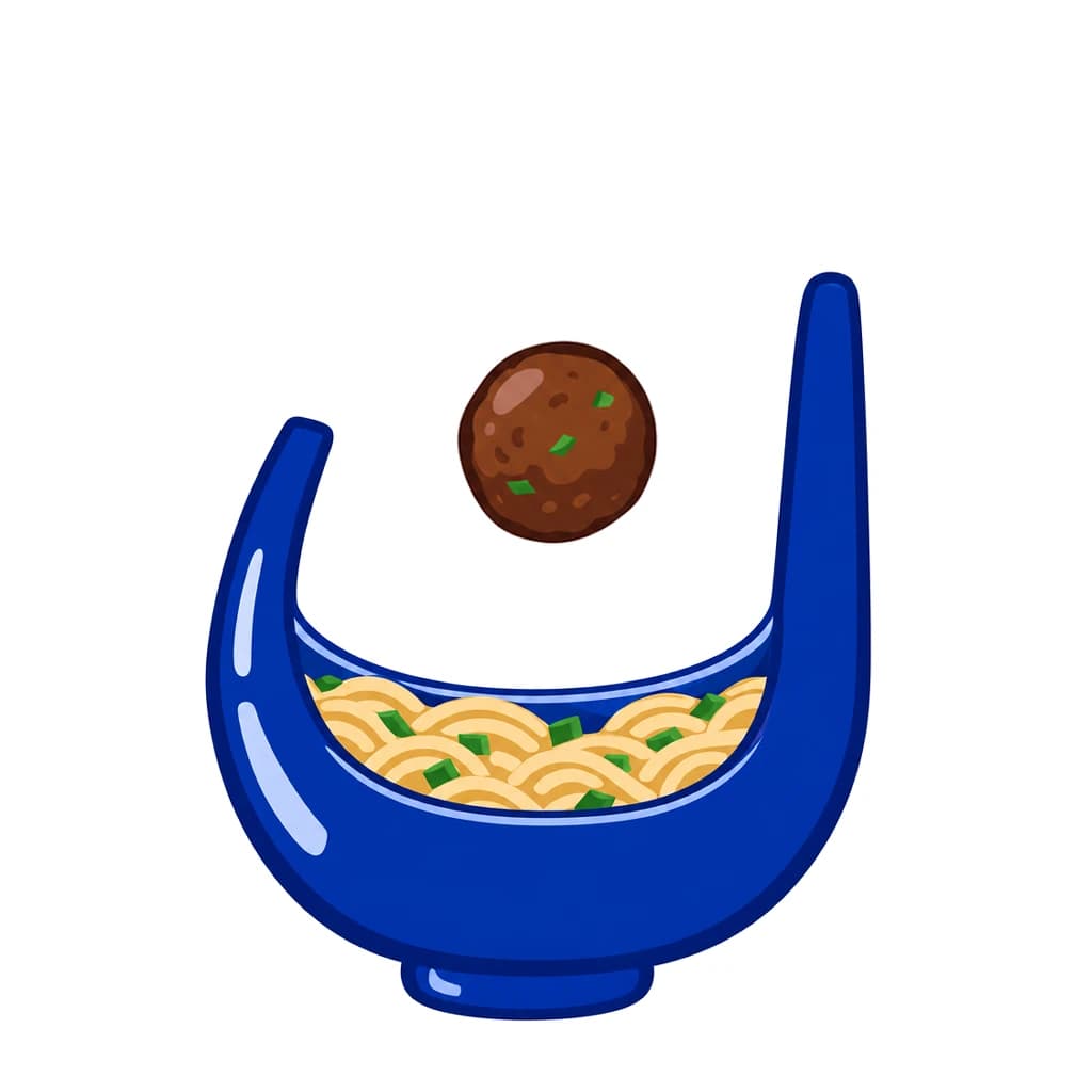 Urdu Alphabet letter ن drawn as a noodle
