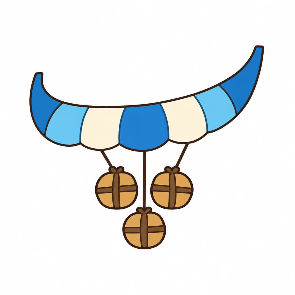Urdu Alphabet letter پ drawn as a parachute