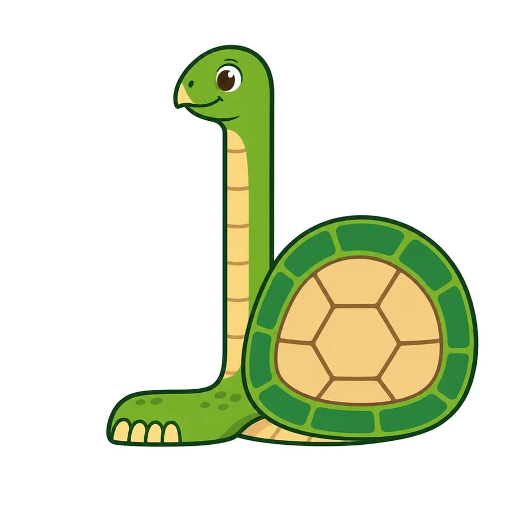 Urdu Alphabet letter ط drawn as a turtle