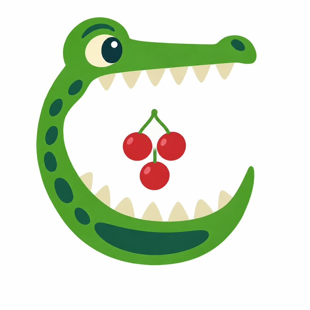 Urdu Alphabet letter چ drawn as cherries